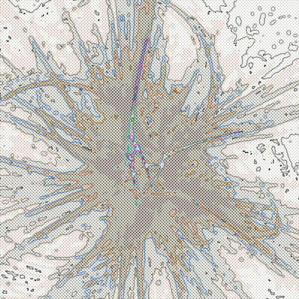an abstract pattern resembling an explosion, in comic book style